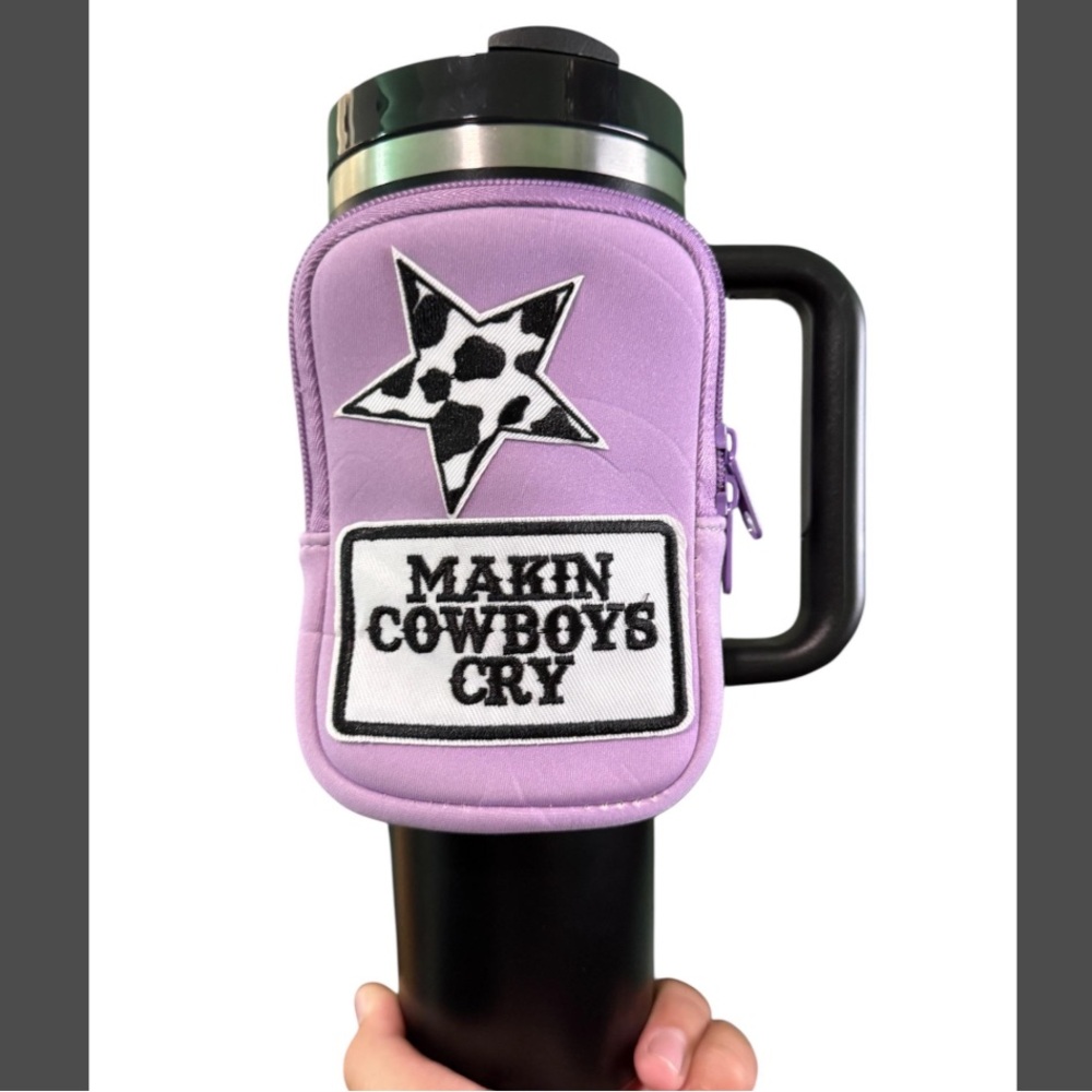 Purple Stanley Cup Bag with Custom Patches Tumbler Accessories